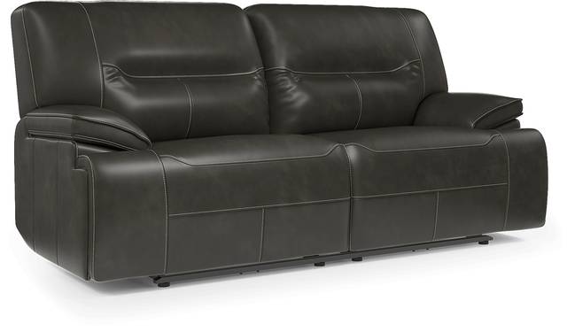 Cindy Crawford Home Caletta Gray Leather Reclining Sofa - Thumbnail - Image 2