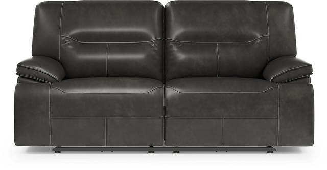 Cindy Crawford Home Caletta Gray Leather Reclining Sofa - Thumbnail - Image 1