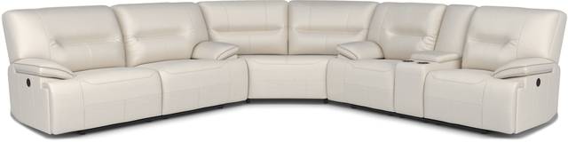 Cindy Crawford Home Caletta Off-White 3 Pc Leather Power Reclining Sectional - Thumbnail - Image 1