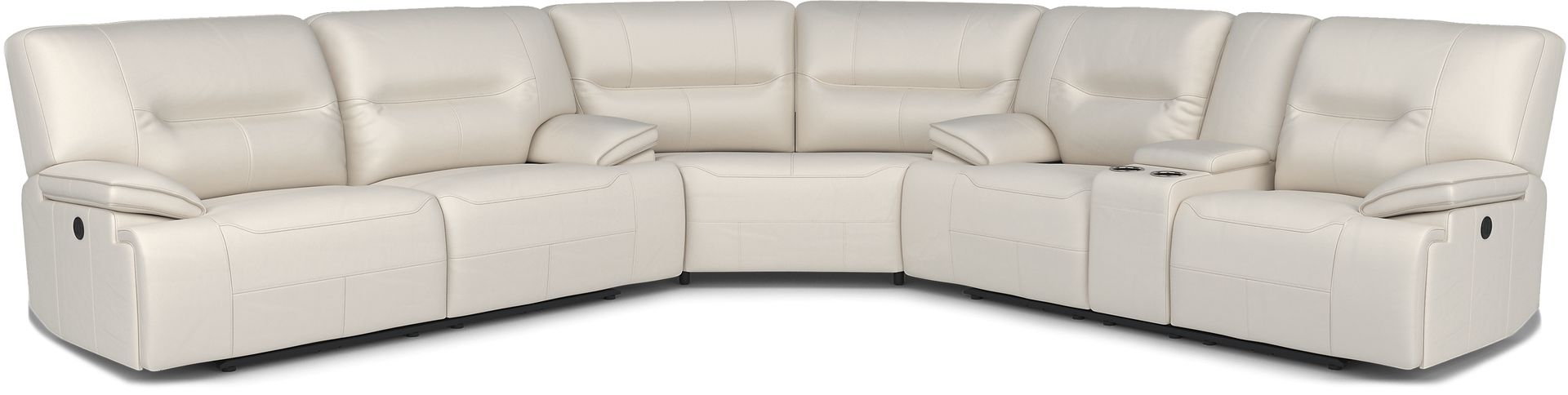 Cindy Crawford Home Caletta Off-White 3 Pc Leather Power Reclining Sectional - Image 1