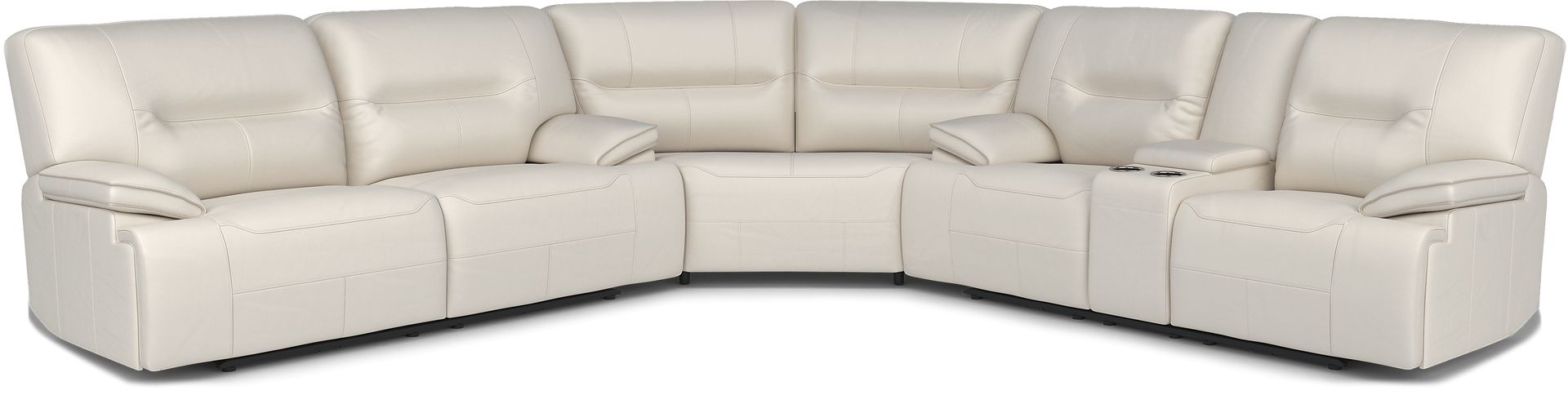 Cindy Crawford Home Caletta Off-White 3 Pc Leather Reclining Sectional - Image 1