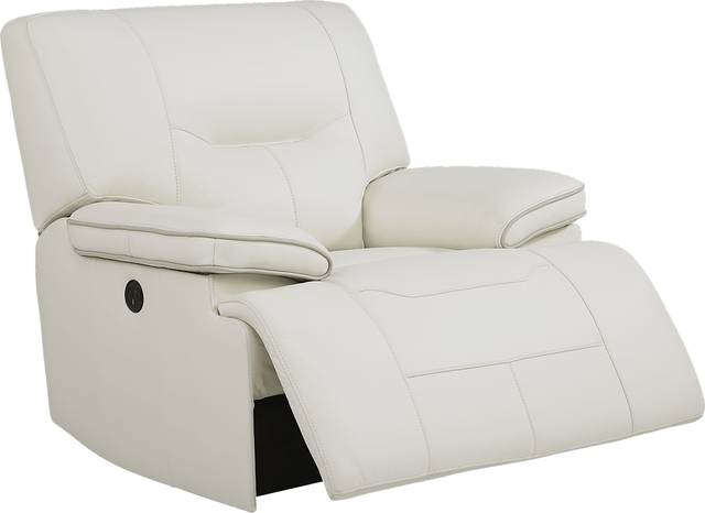 Cindy Crawford Home Caletta Off-White Leather Power Recliner - Thumbnail - Image 2