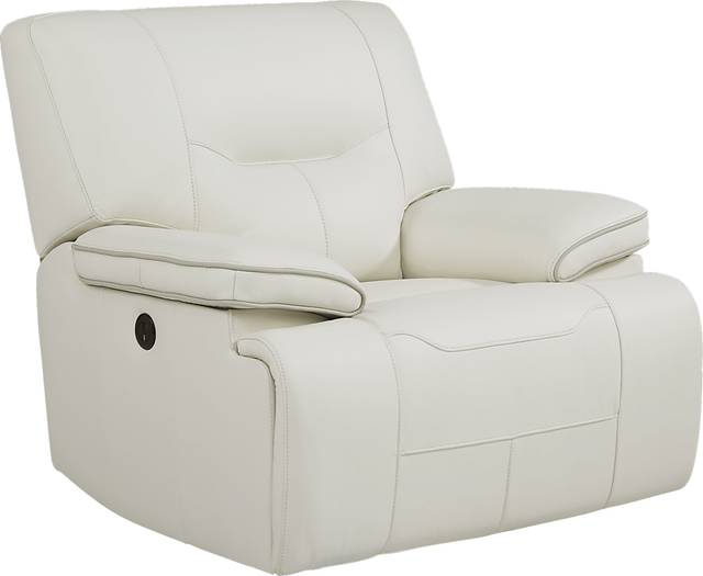 Cindy Crawford Home Caletta Off-White Leather Power Recliner - Thumbnail - Image 1