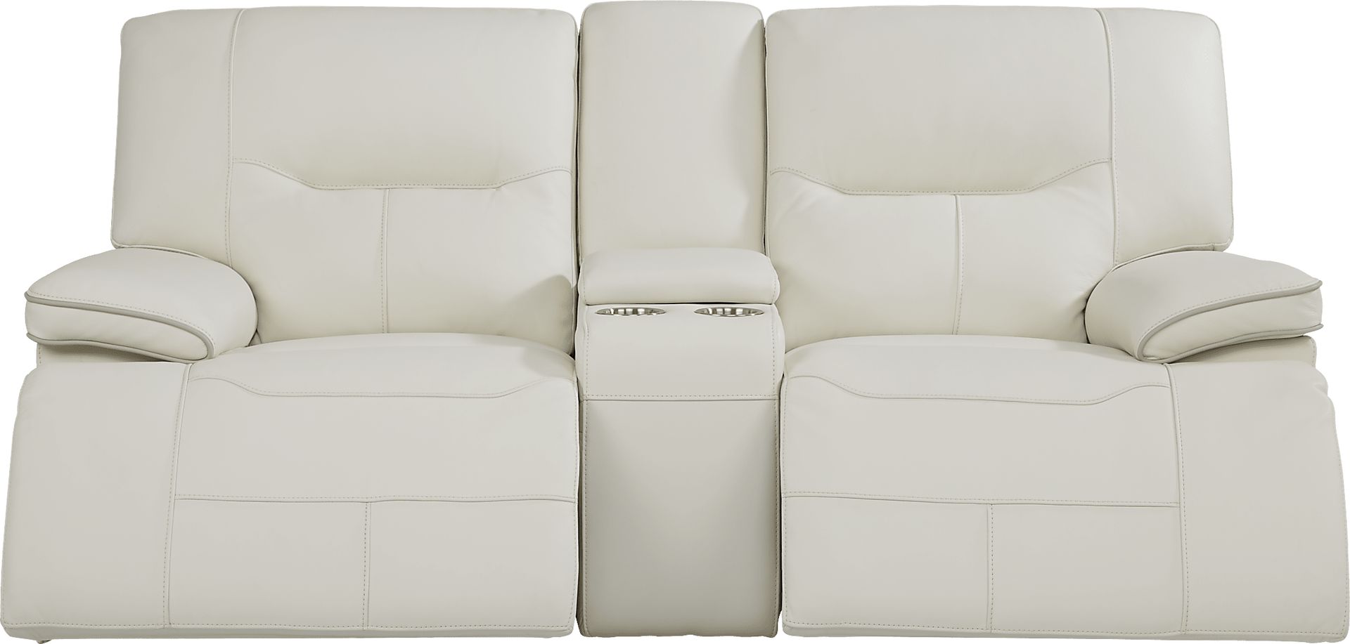 Cindy Crawford Home Caletta Off-White Leather Power Reclining Console Loveseat - Image 3