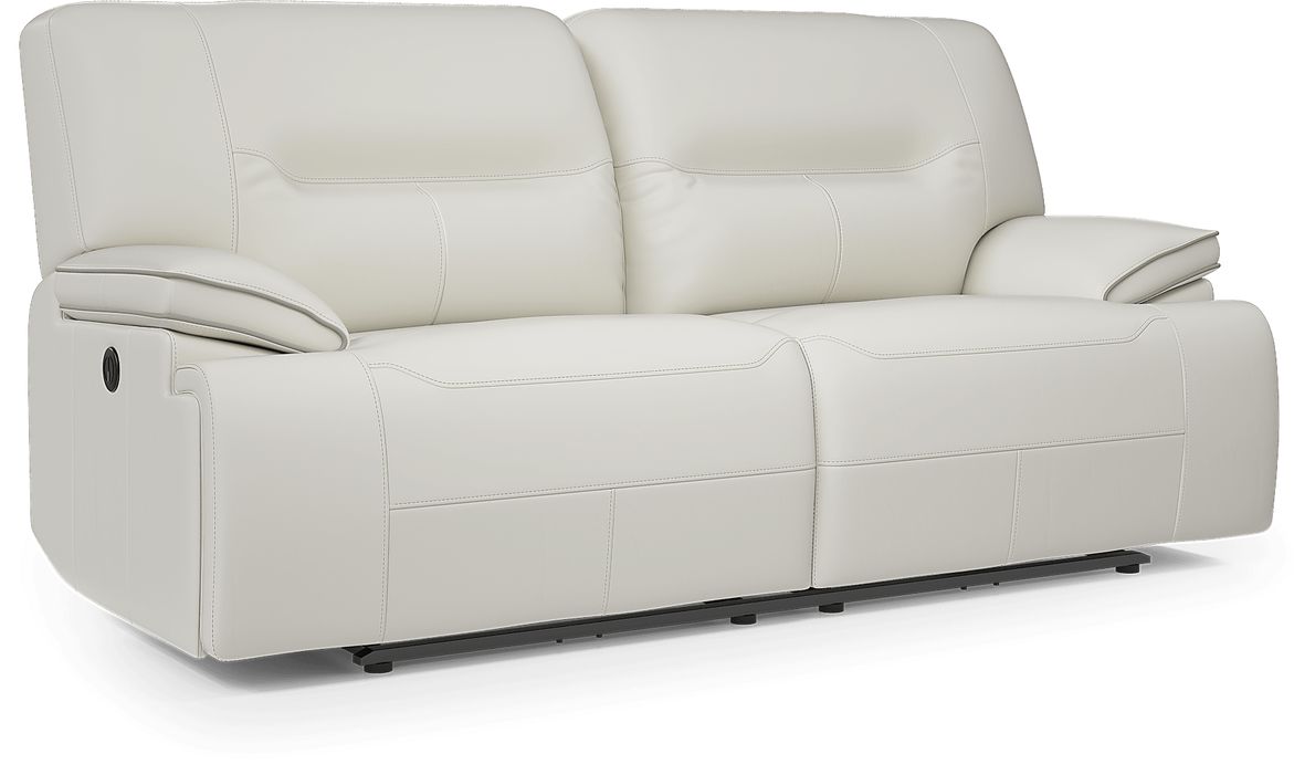 Off White Leather Reclining Sofa Baci Living Room