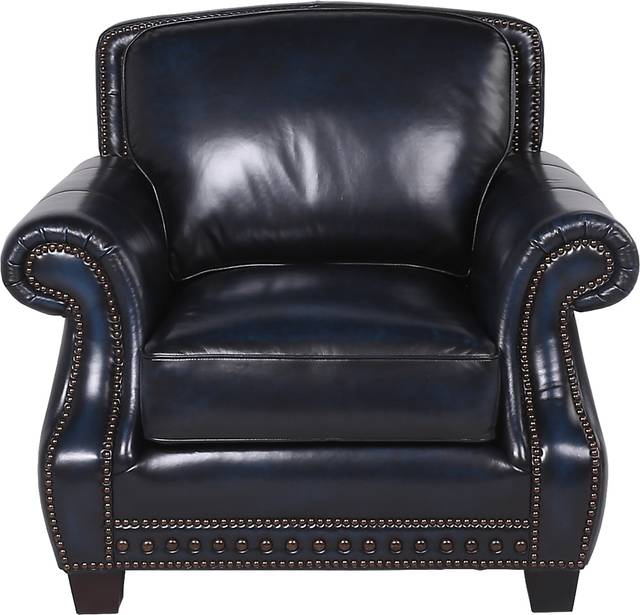Calvano Blue Leather Chair - Thumbnail - Image 2