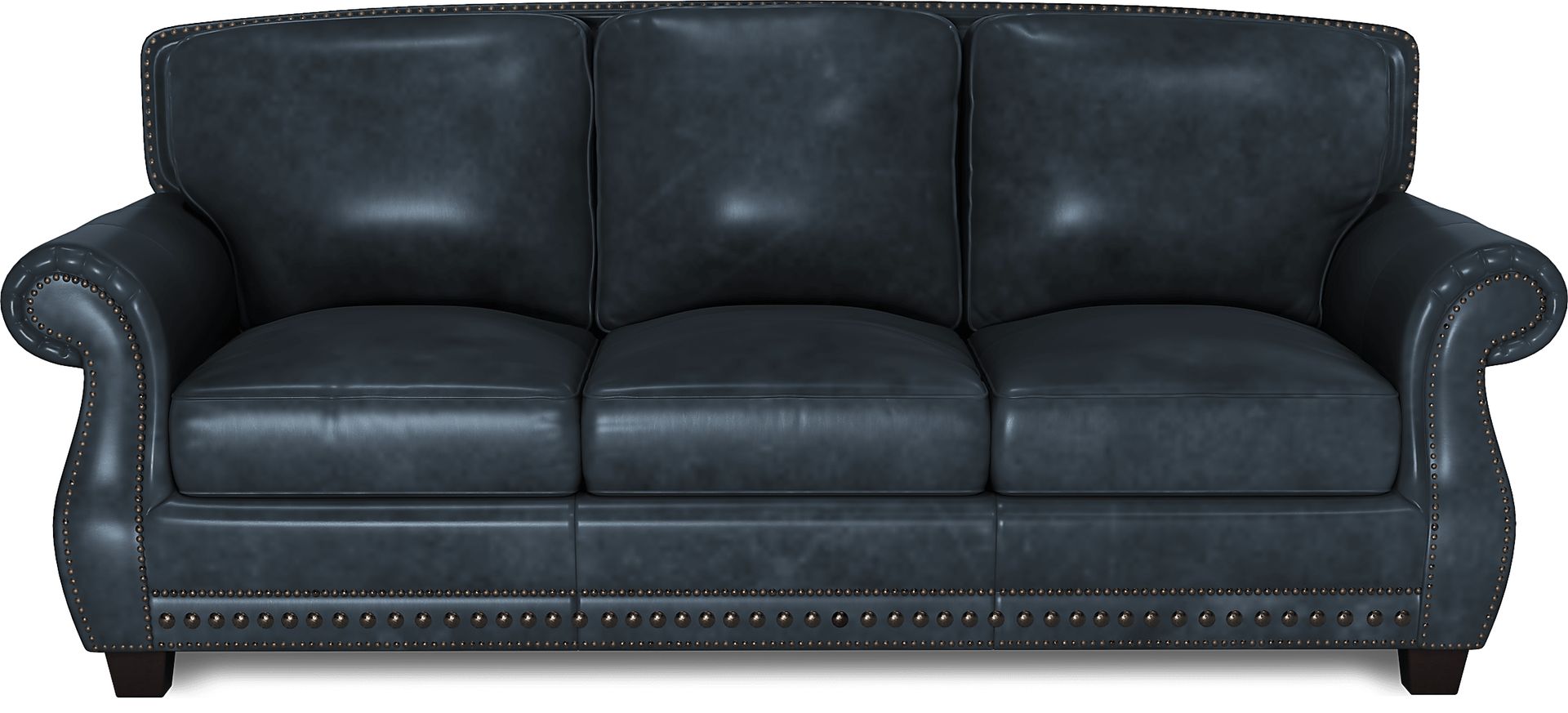 Cindy Crawford Home Calvano Blue Leather 7 Pc Living Room with Gel Foam Sleeper Sofa - Image 2