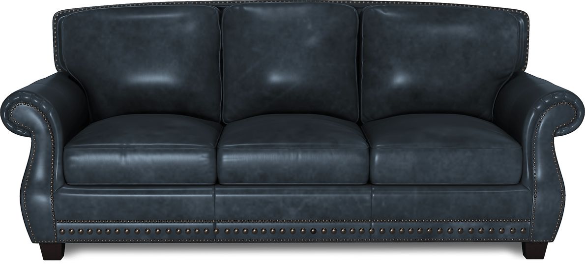 Blue leather hotsell sofa bed