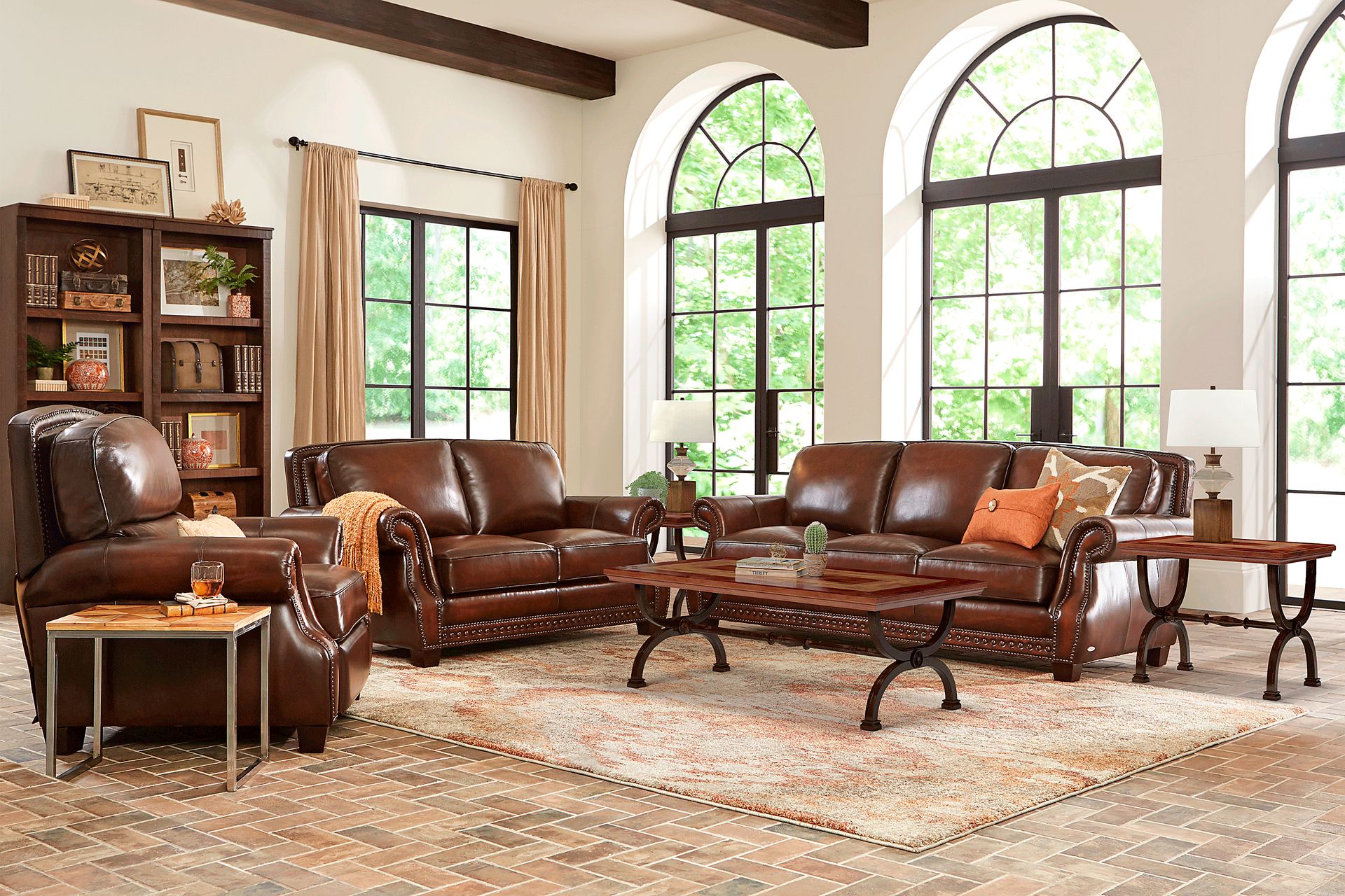 Calvano Brown Leather 2 Pc Living Room - Image 1
