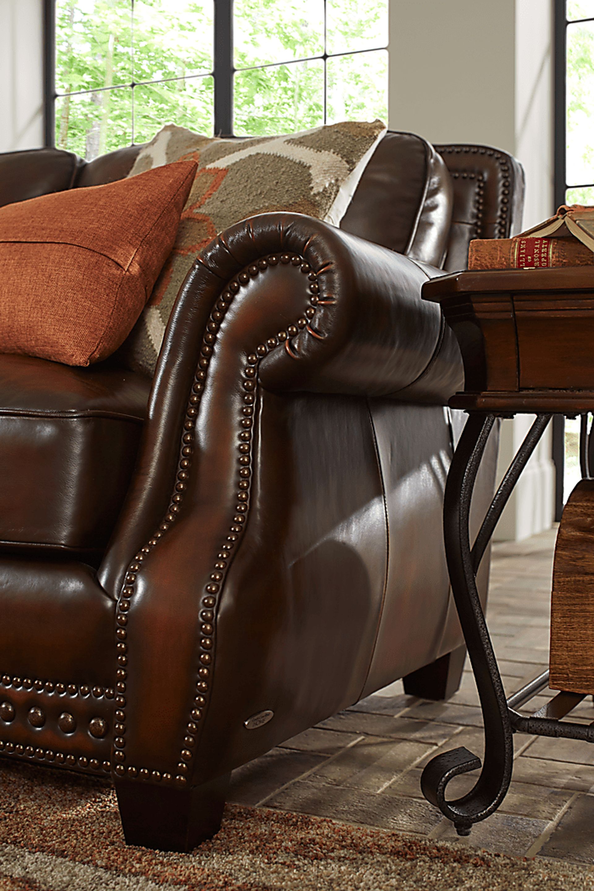 Cindy Crawford Home Calvano Brown Leather Gel Foam Sleeper - Image 3