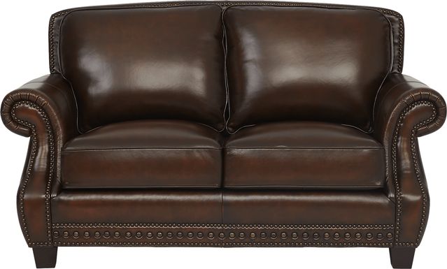 Cindy Crawford Home Calvano Brown Leather Loveseat