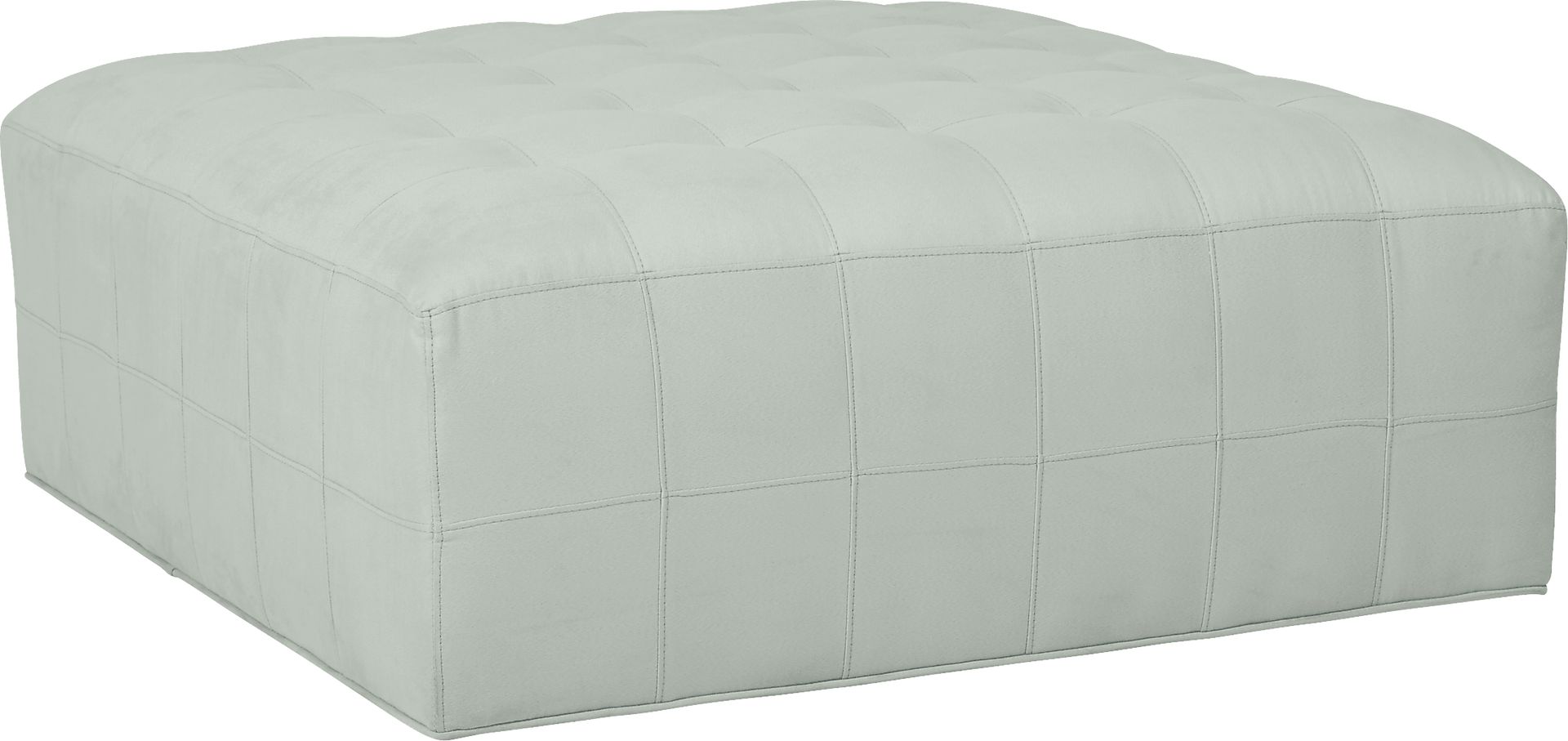 Cindy Crawford Home Calvin Heights Aqua Microfiber Cocktail Ottoman - Image 1