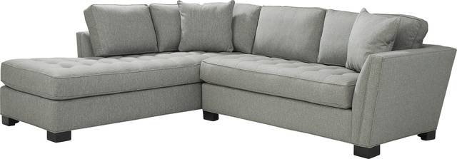 Cindy Crawford Home Calvin Heights Bluestone Textured 2 Pc Sectional - Thumbnail - Image 1