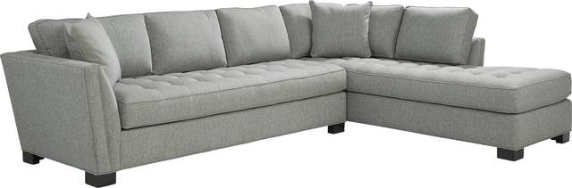 Cindy Crawford Home Calvin Heights Bluestone Textured 2 Pc XL Sectional - Thumbnail - Image 1