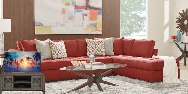 Cindy Crawford Home Calvin Heights Brick 6 Pc XL Sectional Living Room Plus 70 in. TV - Thumbnail - Image 1