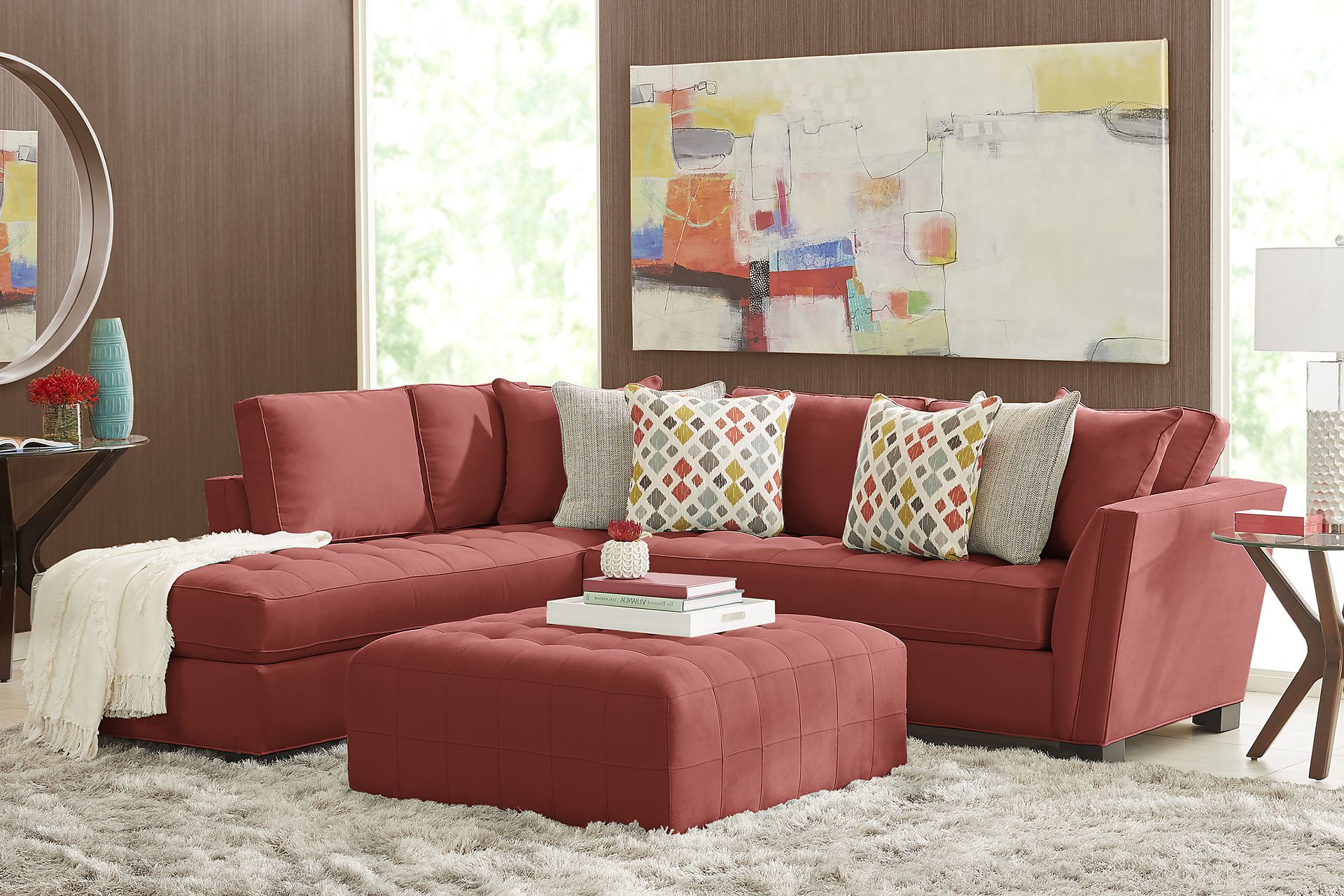 Cindy Crawford Home Calvin Heights Brick Microfiber 2 Pc Sectional - Image 2