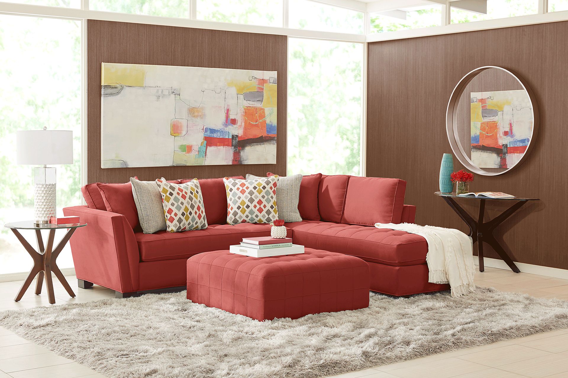 Cindy Crawford Home Calvin Heights Brick Microfiber 2 Pc Sectional - Image 2