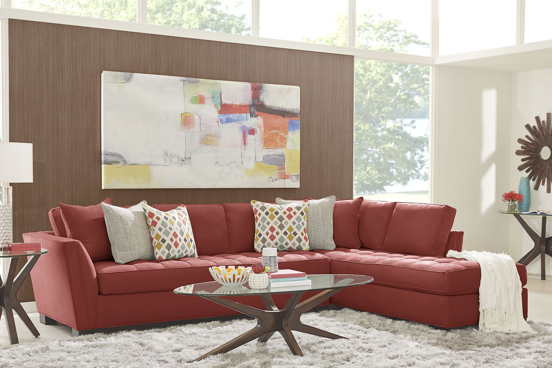 Cindy Crawford Home Calvin Heights Brick Microfiber 2 Pc XL Sectional - Image 2