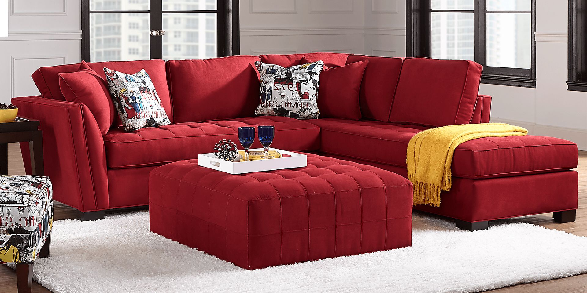 Cindy Crawford Home Calvin Heights Cardinal 3 Pc Sectional Living Room - Image 1