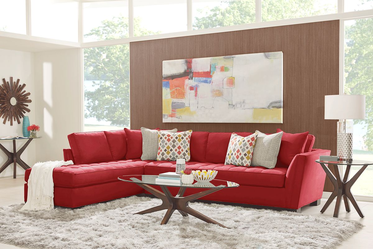 Cindy Crawford Calvin Heights Cardinal Red Microfiber 2 Pc Left