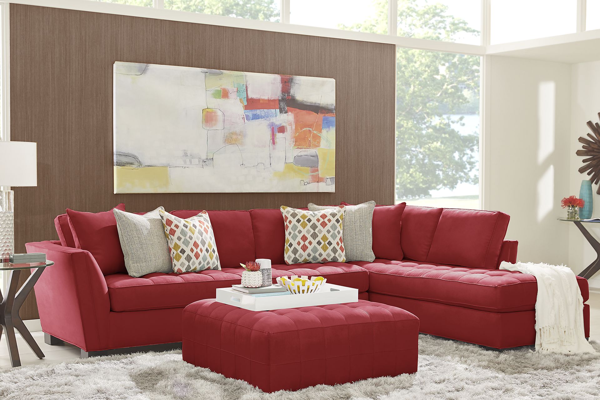 Cindy Crawford Home Calvin Heights Cardinal Microfiber 2 Pc XL Sectional - Image 2