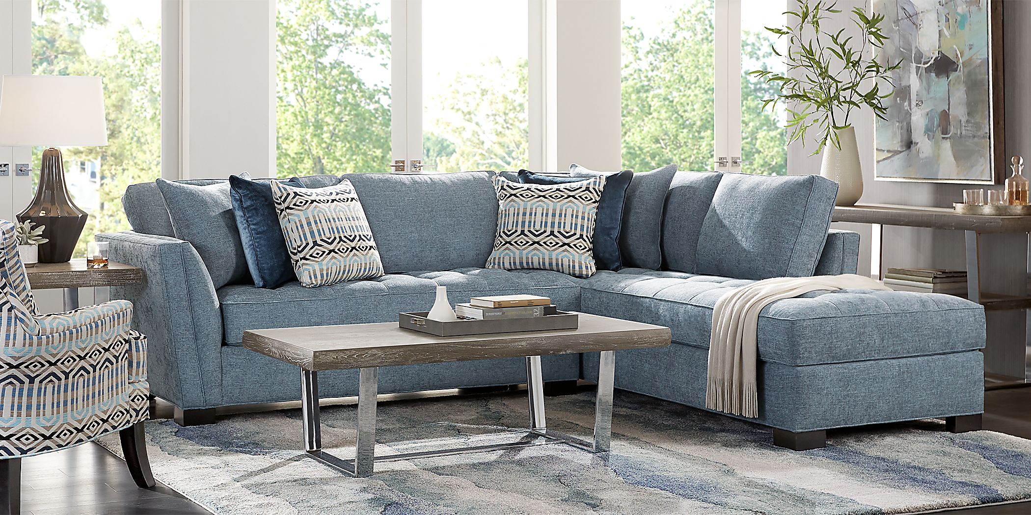 Cindy Crawford Home Calvin Heights Chambray Textured 2 Pc Sectional ...