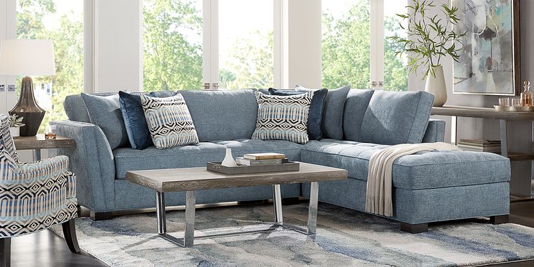 Cindy Crawford Home Calvin Heights Chambray Textured 2 Pc Sectional
