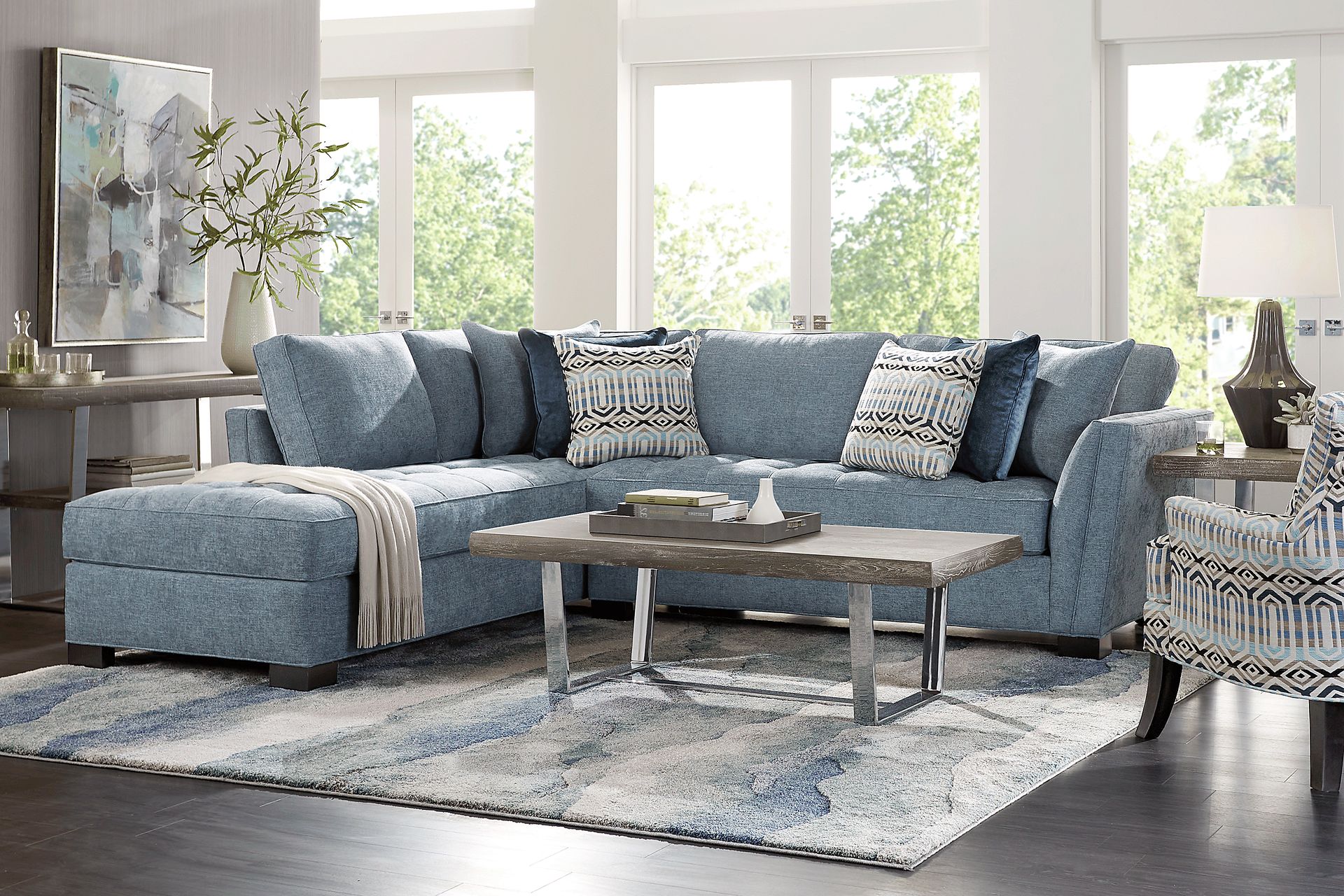 Calvin Heights Chambray Textured 2 Pc Sectional - Image 2