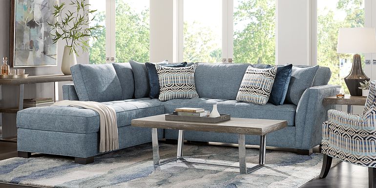 Cindy Crawford Home Calvin Heights Chambray Textured 2 Pc Sectional