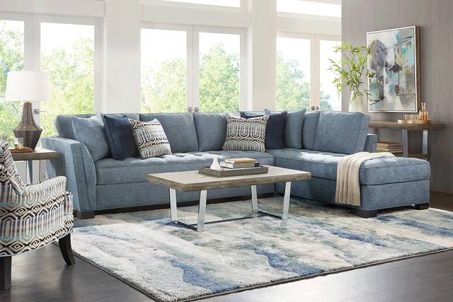 Calvin Heights Chambray Textured 2 Pc XL Sectional - Thumbnail - Image 2