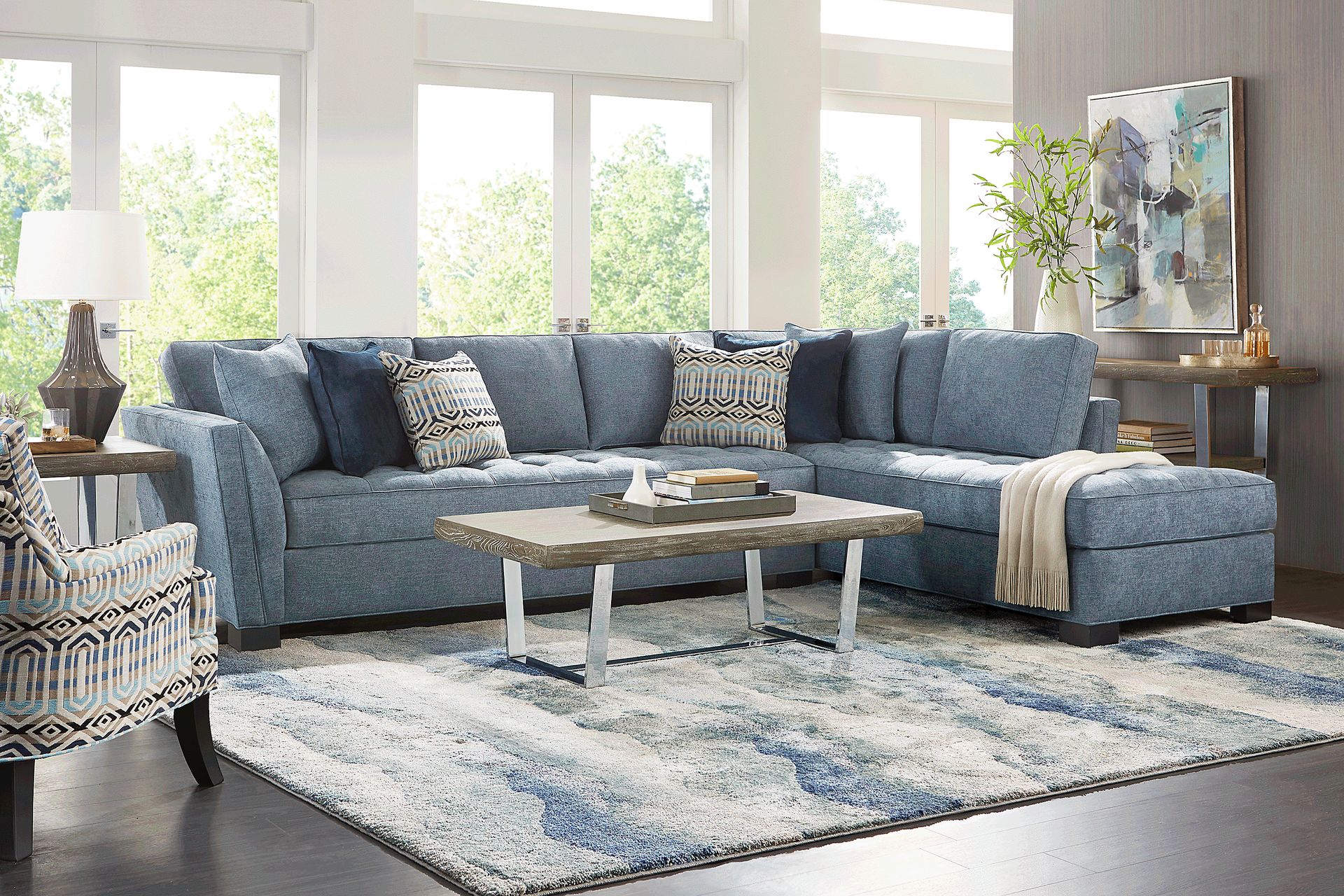 Calvin Heights Chambray Textured 2 Pc XL Sectional - Image 2