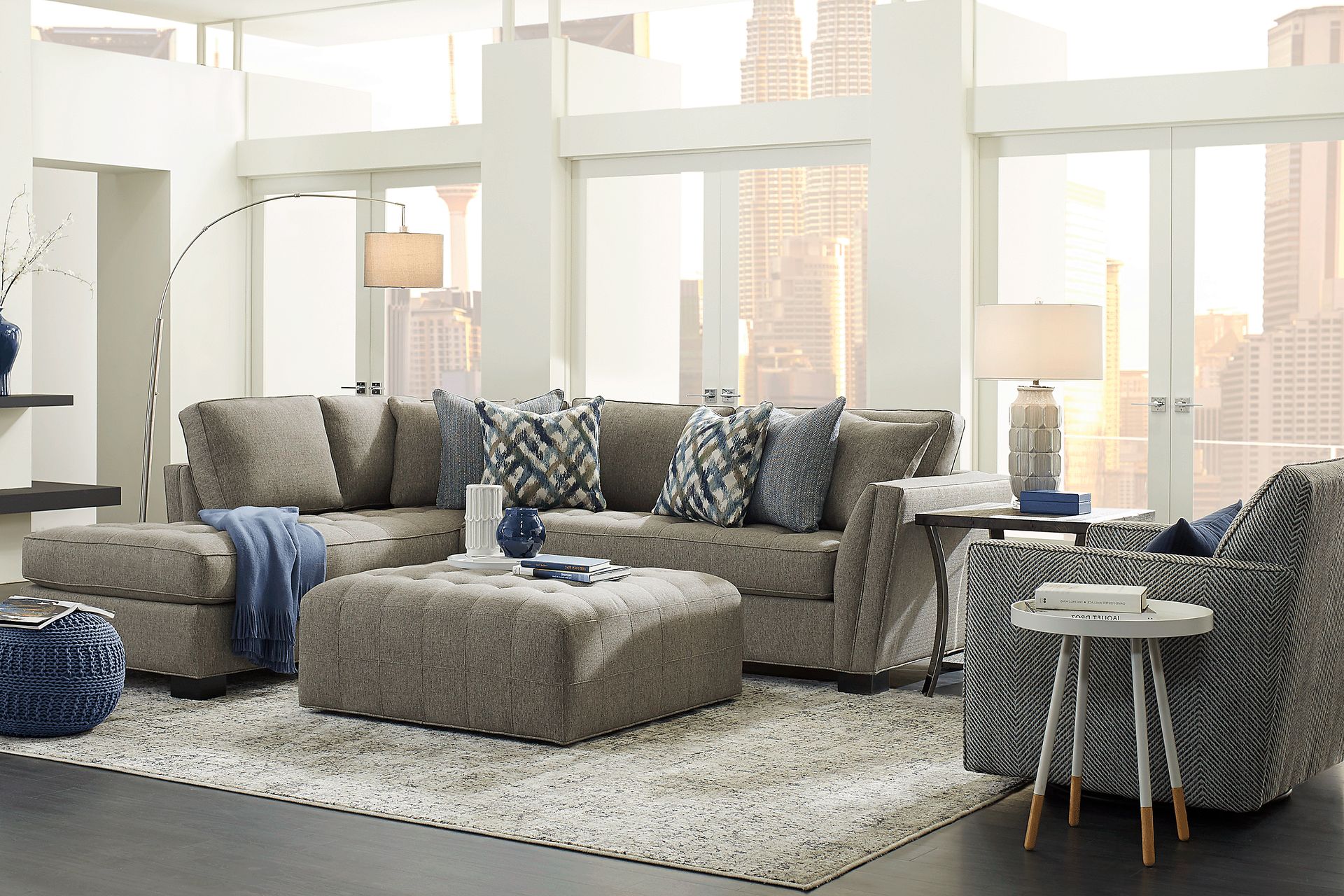 Calvin Heights Cobblestone Textured 2 Pc Sectional - Image 2