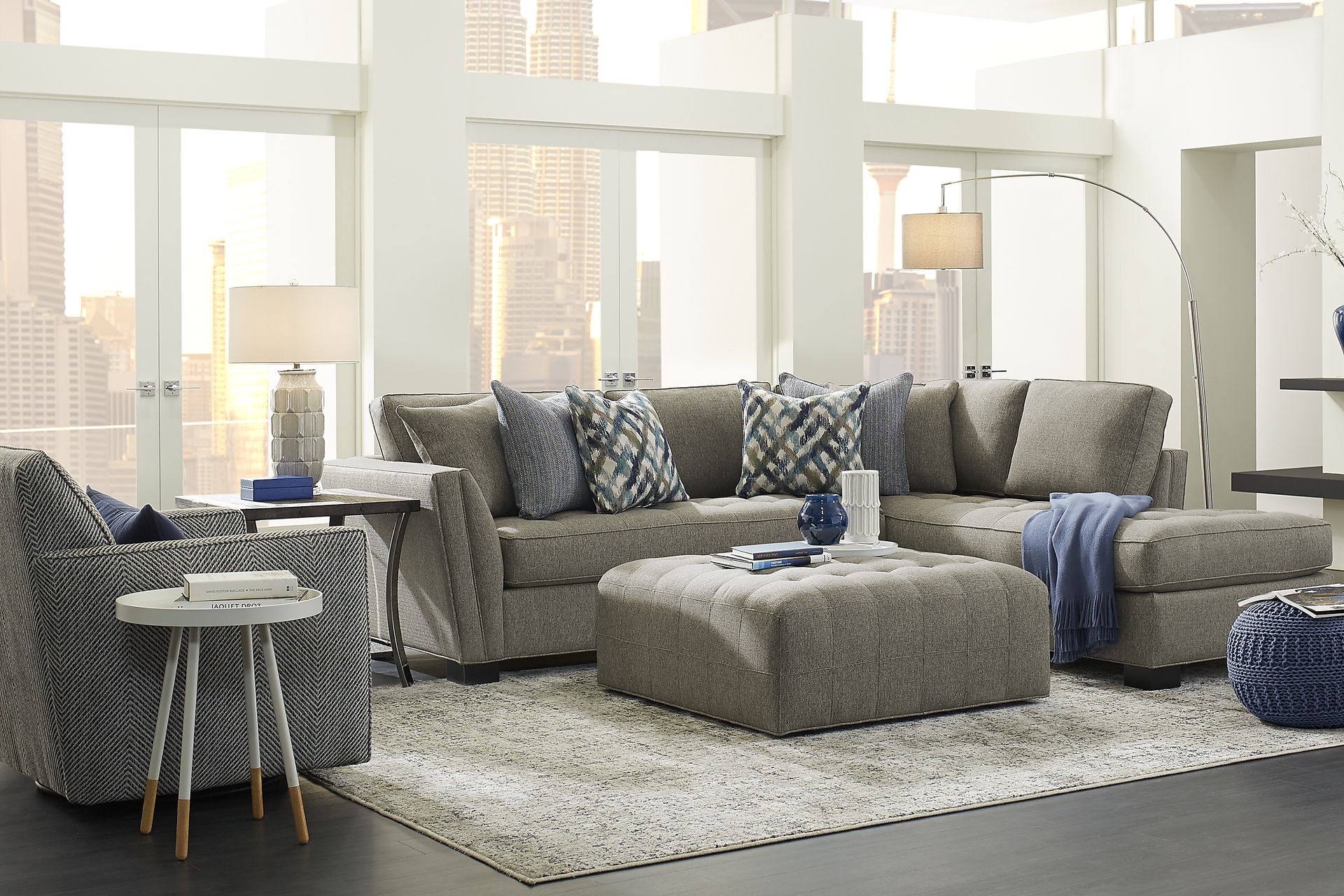 Calvin Heights Cobblestone Textured 2 Pc Sectional - Image 2