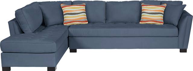 Cindy Crawford Home Calvin Heights Indigo Microfiber  2 Pc XL Sectional - Thumbnail - Image 1