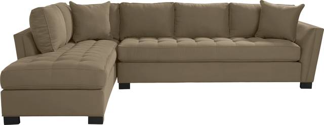 Cindy Crawford Home Calvin Heights Khaki Microfiber 2 Pc XL Sectional - Thumbnail - Image 1