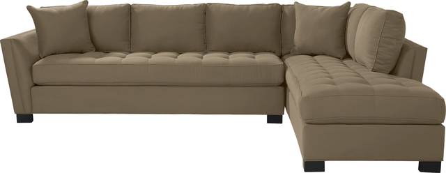 Cindy Crawford Home Calvin Heights Khaki Microfiber 2 Pc XL Sectional - Thumbnail - Image 1
