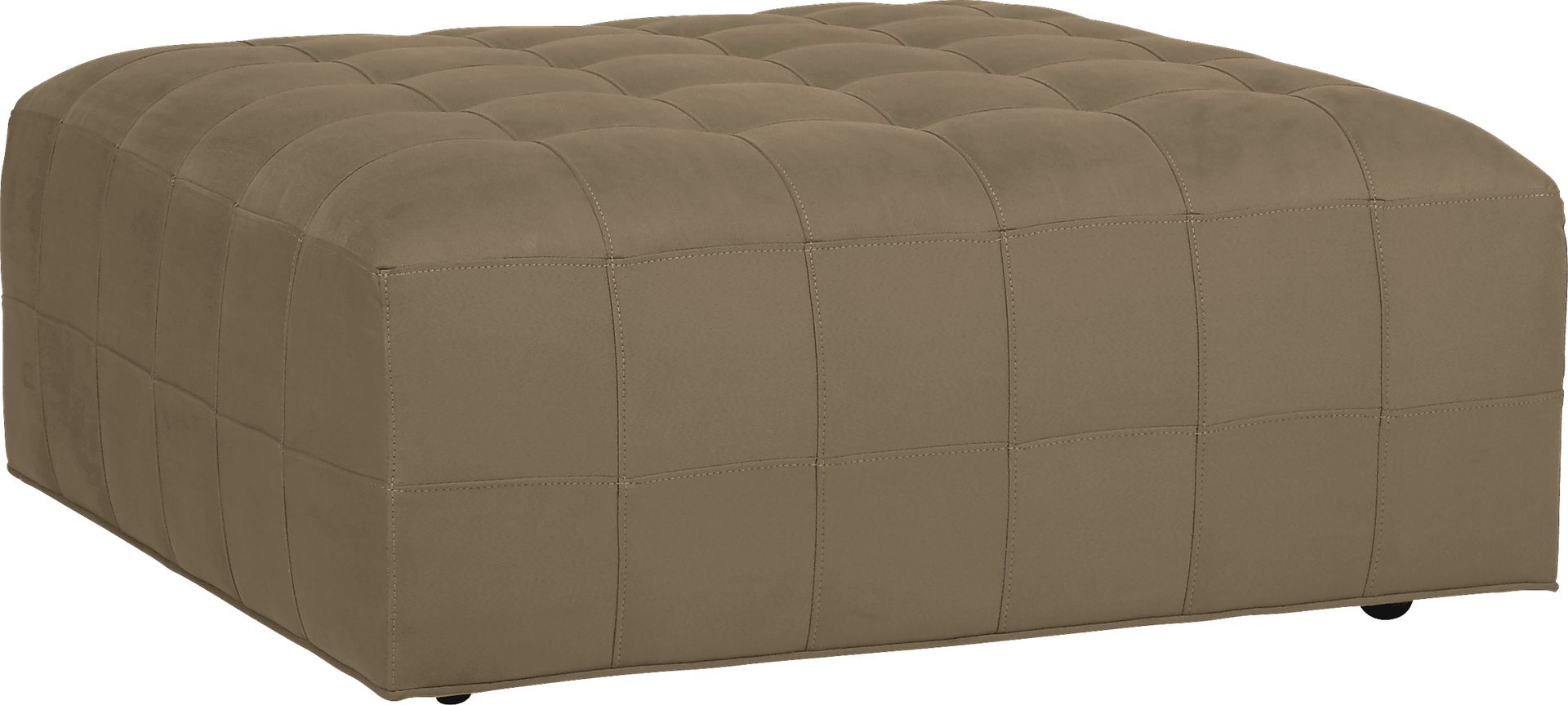 Cindy Crawford Home Calvin Heights Khaki Microfiber Cocktail Ottoman - Image 1