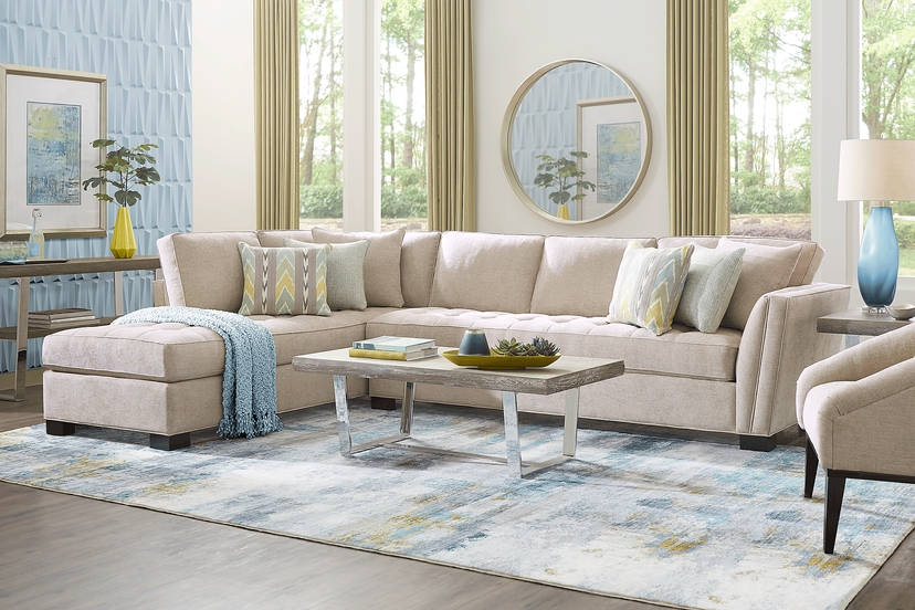 Calvin Heights Mushroom Textured 2 Pc XL Sectional