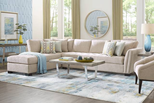 Calvin Heights Mushroom Textured 2 Pc XL Sectional - Thumbnail - Image 2