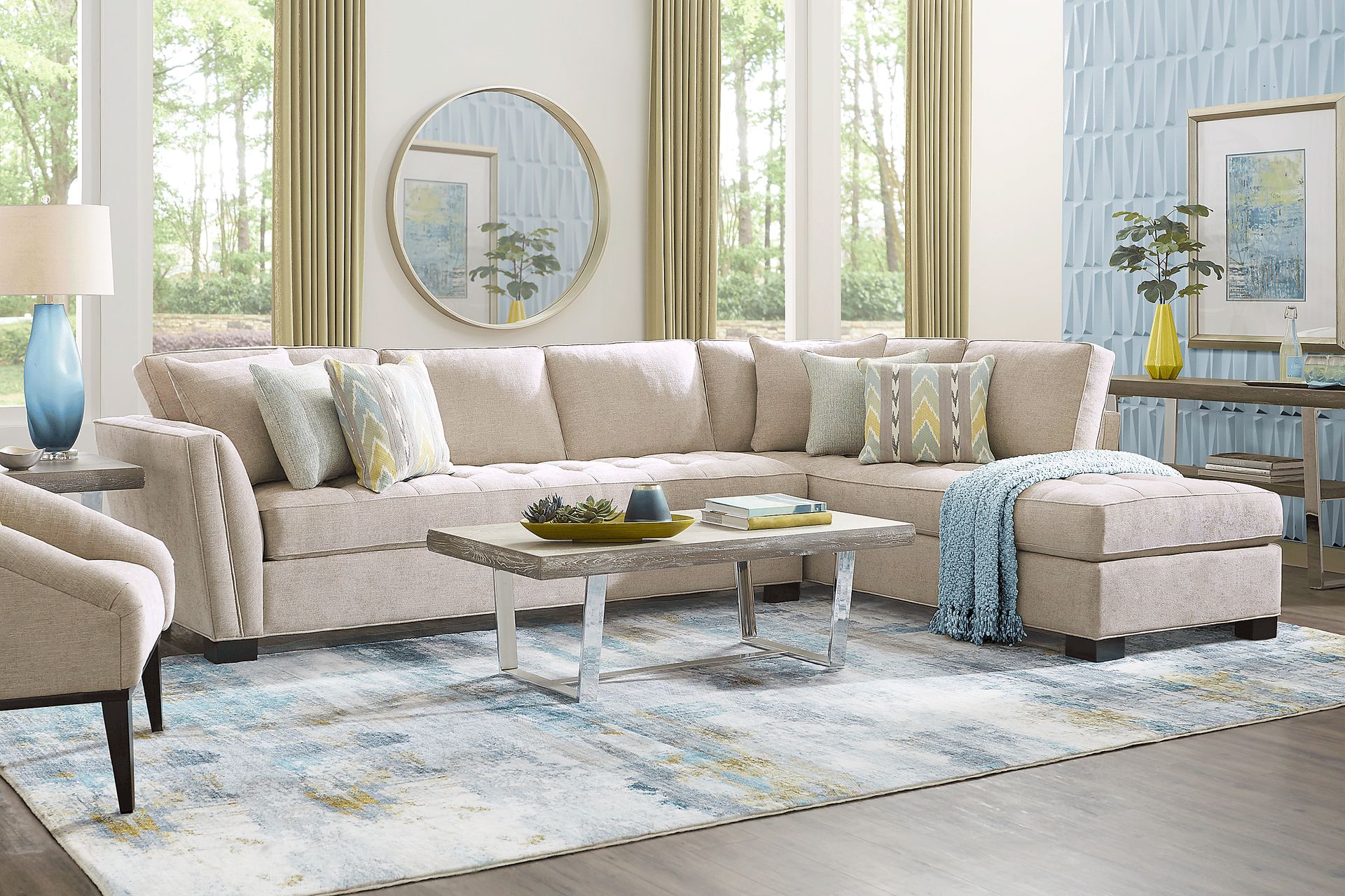 Cindy Crawford Calvin Heights Mushroom Brown Textured 2 Pc Right Arm ...