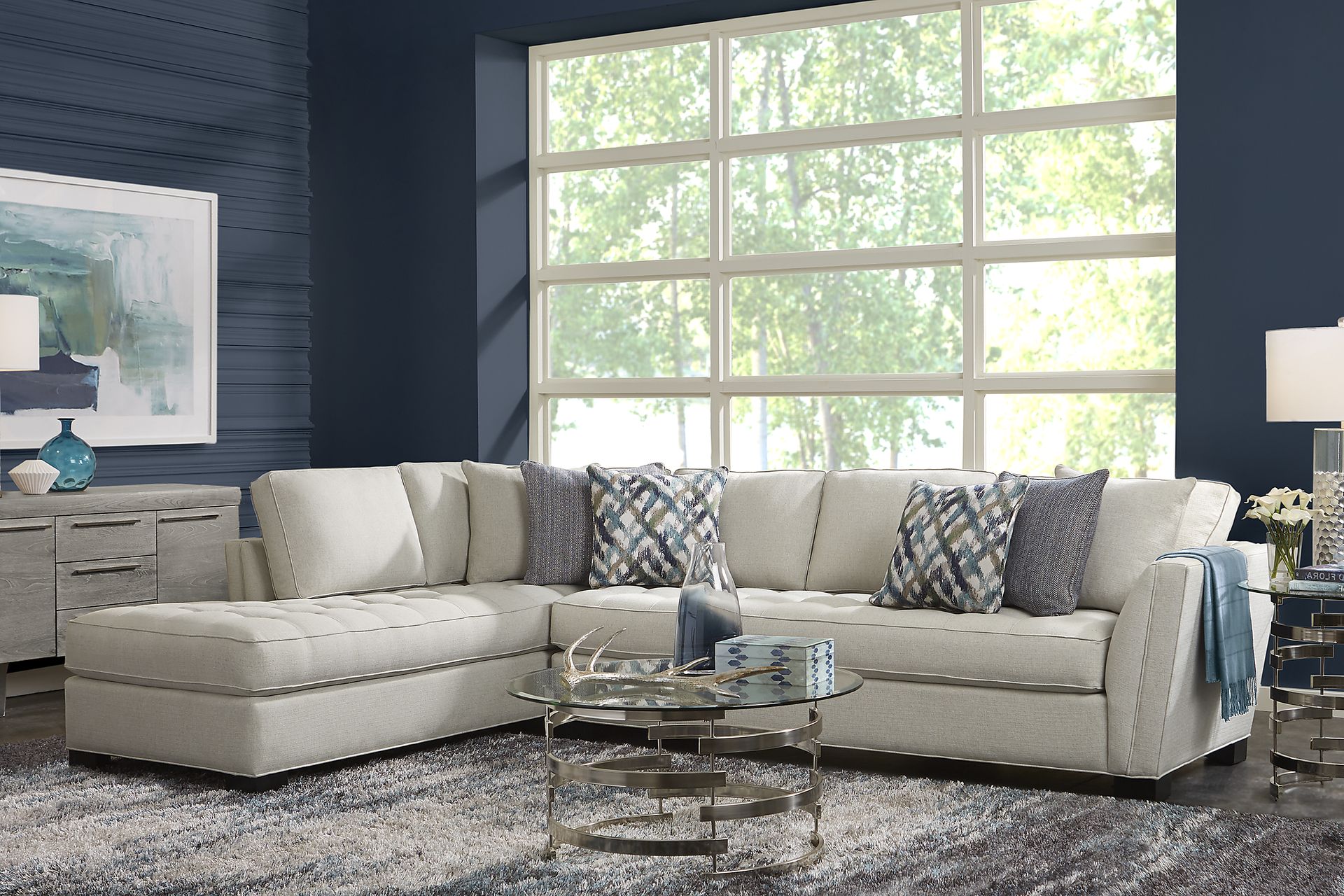 Calvin Heights Oatmeal Textured 2 Pc XL Sectional - Image 2