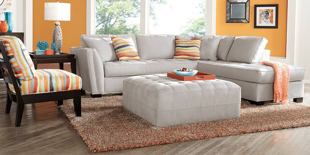 Cindy Crawford Home Calvin Heights Platinum 4 Pc Sectional LivingRoom Plus HDTV - Thumbnail - Image 1