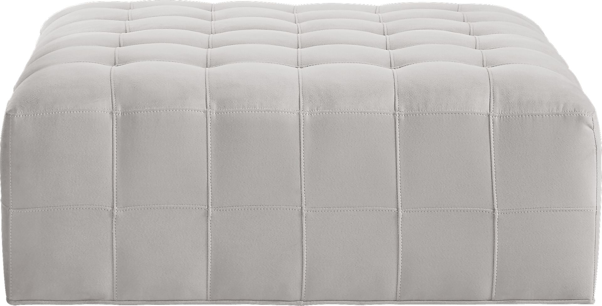 Cindy Crawford Home Calvin Heights Platinum Microfiber Cocktail Ottoman - Image 1