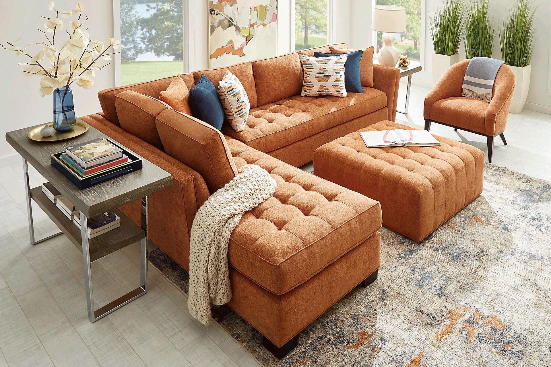 Calvin Heights Russet Textured 2 Pc XL Sectional - Image 2