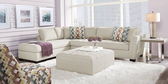 Cindy Crawford Home Calvin Heights Sand 3 Pc XL Sectional Living Room - Thumbnail - Image 1