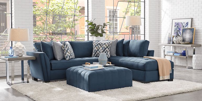 Cindy Crawford Home Calvin Heights Sapphire Microfiber 2 Pc Sectional