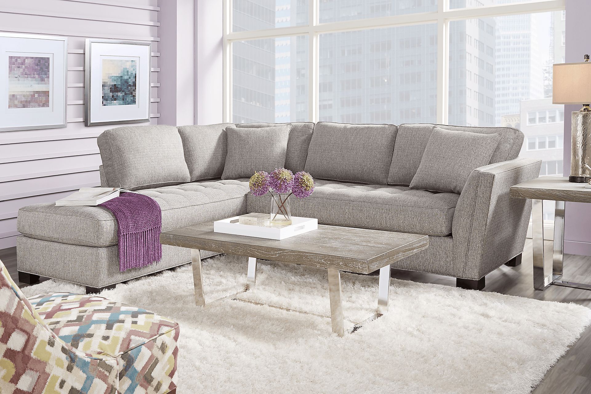 Calvin Heights Smoke Textured 2 Pc Sectional - Image 2
