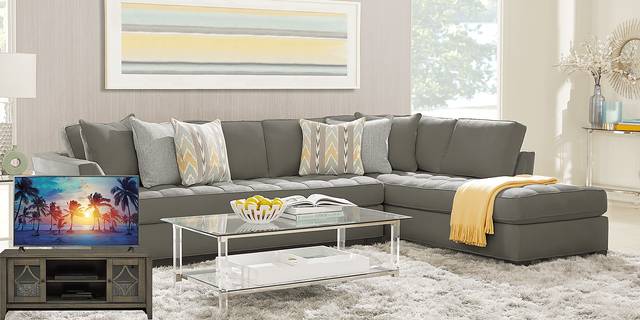 Cindy Crawford Home Calvin Heights Steel 6 Pc XL Sectional Living Room Plus 70 in. TV - Thumbnail - Image 1