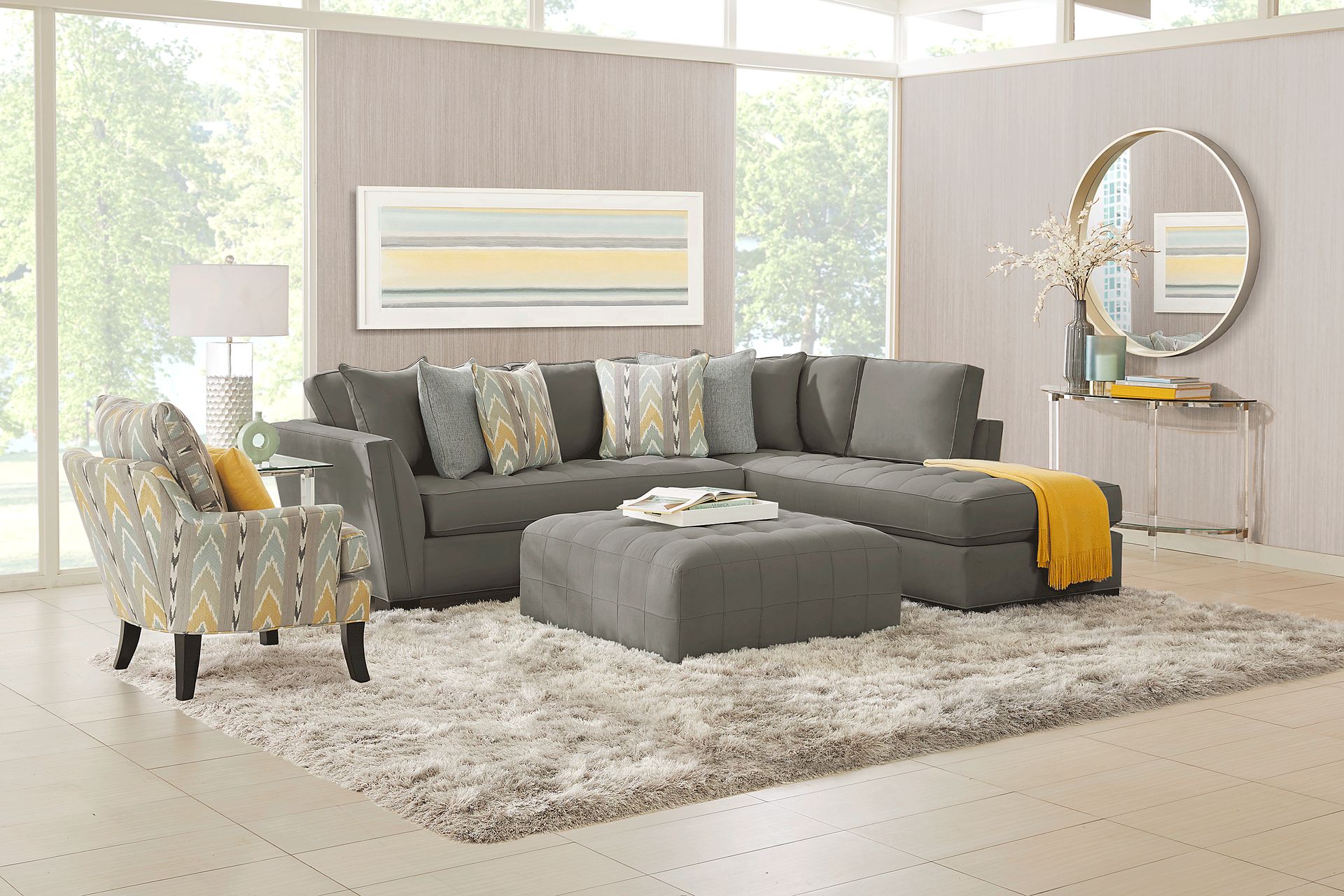 Calvin Heights Steel Microfiber 2 Pc Sectional - Image 2