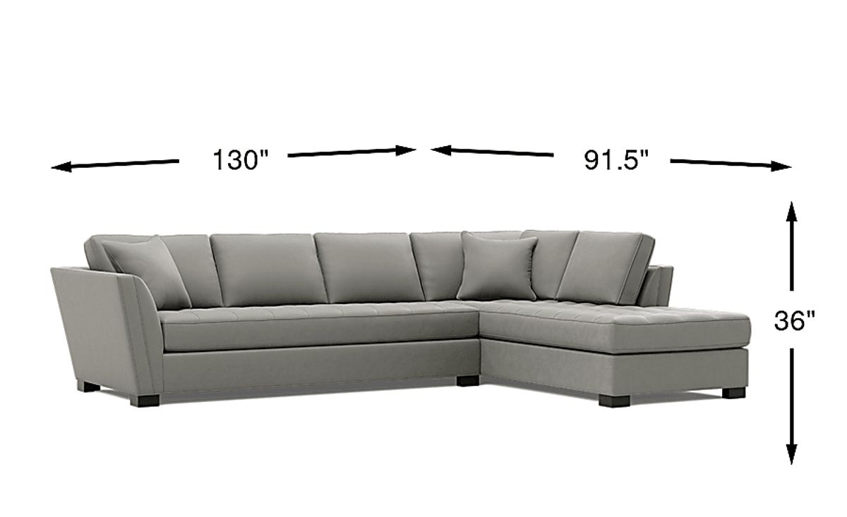 Cindy Crawford Calvin Heights Steel Gray Microfiber 2 Pc Right Arm